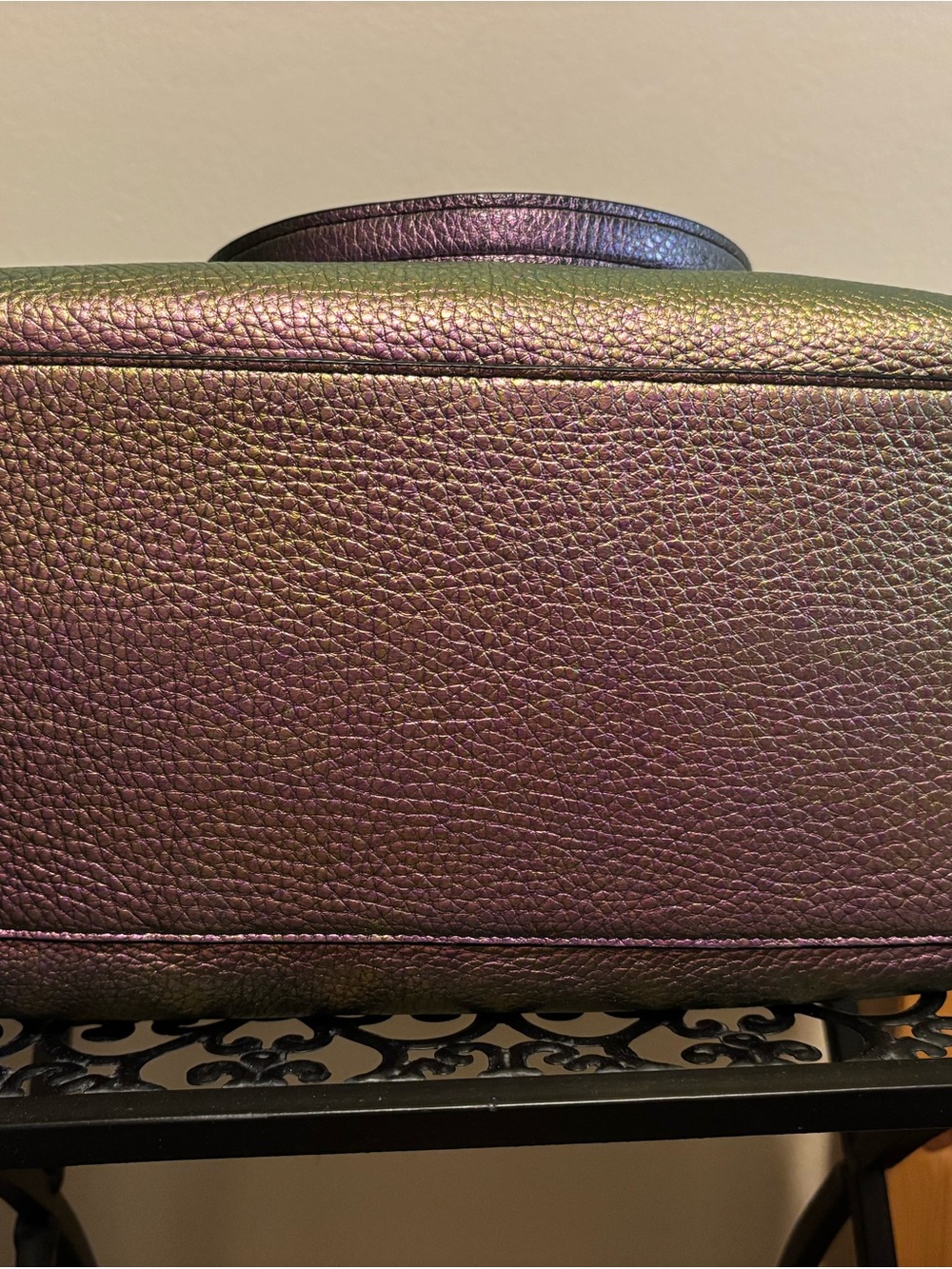 Coach Iridescent Pebbled Leather Tote — Purple and Green Shift - Picture 3 of 8